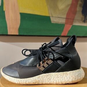 Adidas Y3 Leather/Neoprene Sneakers — olive Green/Black Size 7
